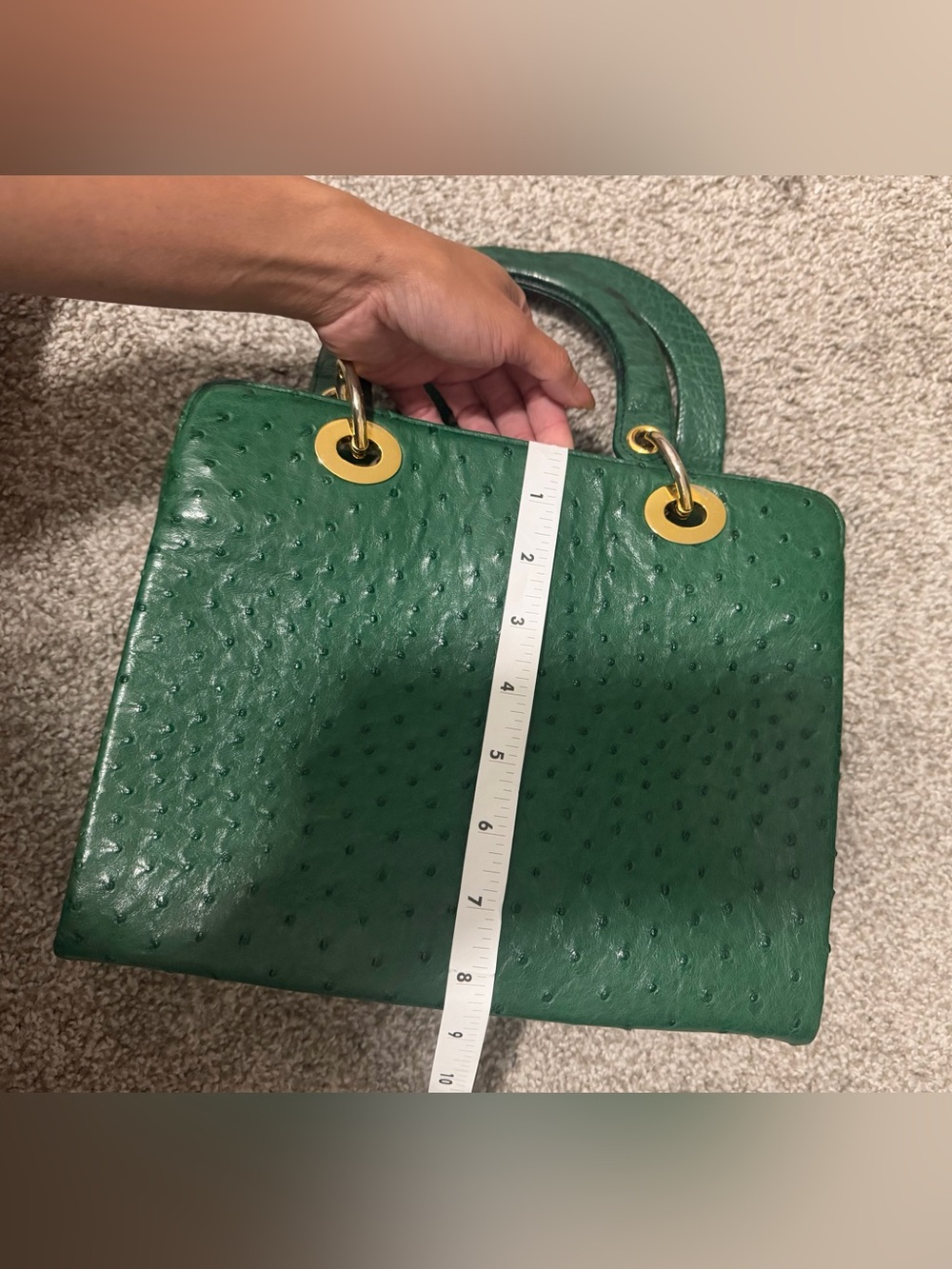 “Genuine” Green Ostrich Top-Handle Bag - Picture 15 of 17